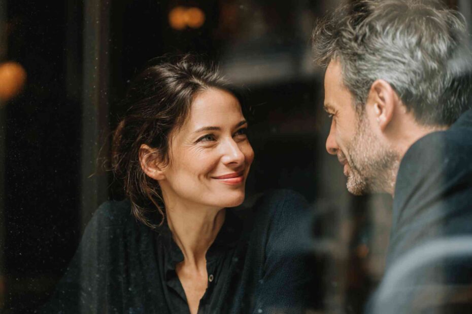 a couple sitting by a window